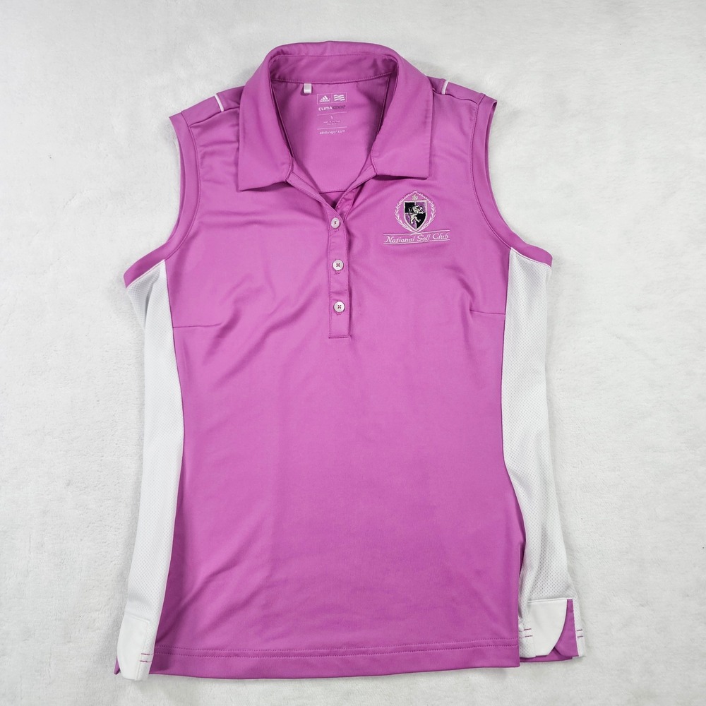 Adidas Golf Polo Womens Small Pink Excellent ClimaCool Sleeveless National Club